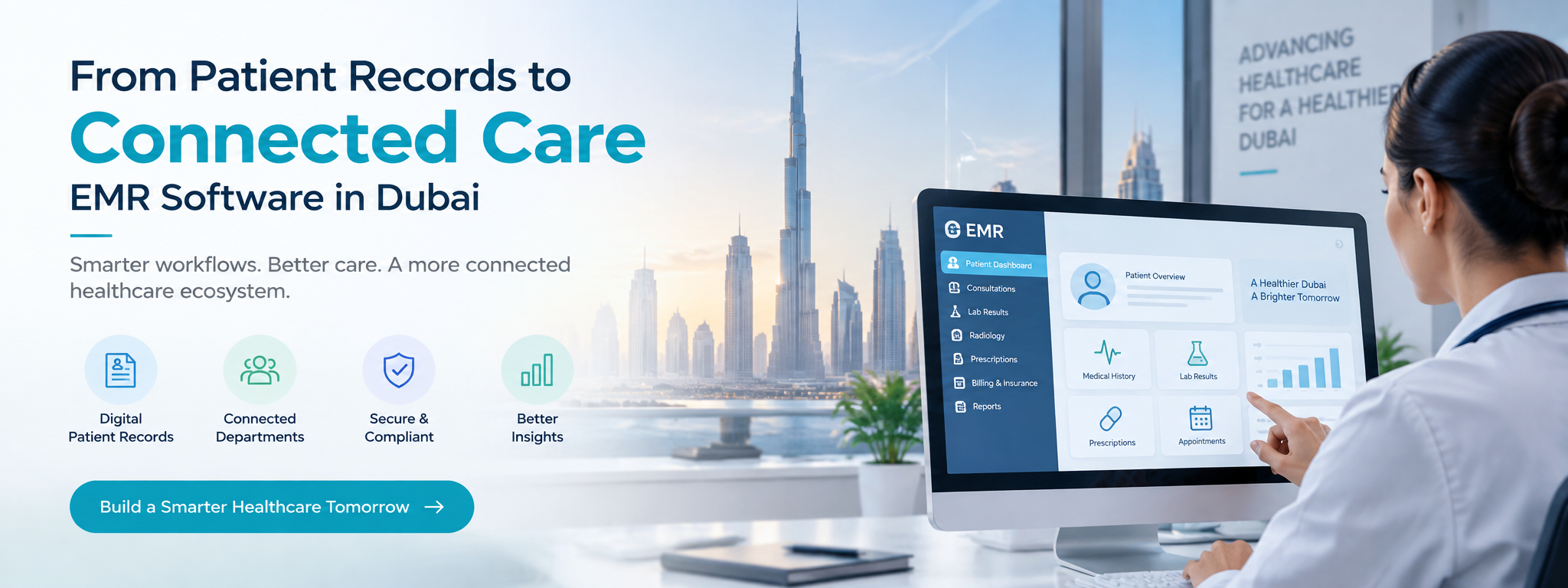 EMR software in Dubai helping healthcare providers manage electronic medical records and connected patient care